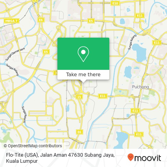 Peta Flo-Tite (USA), Jalan Aman 47630 Subang Jaya