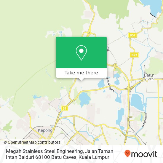 Peta Megah Stainless Steel Engineering, Jalan Taman Intan Baiduri 68100 Batu Caves