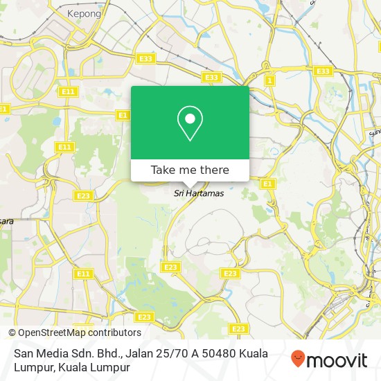 San Media Sdn. Bhd., Jalan 25 / 70 A 50480 Kuala Lumpur map