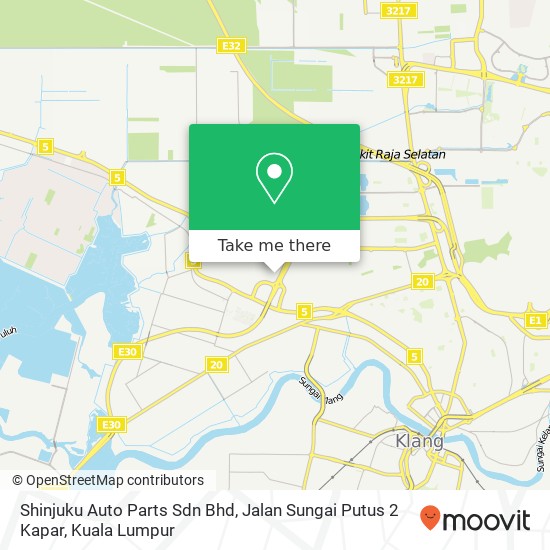 Peta Shinjuku Auto Parts Sdn Bhd, Jalan Sungai Putus 2 Kapar