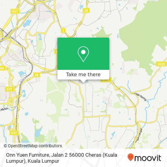 Peta Onn Yuen Furniture, Jalan 2 56000 Cheras (Kuala Lumpur)