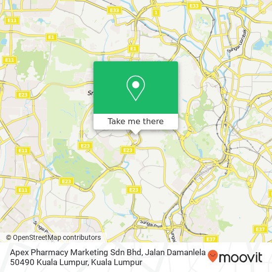 Peta Apex Pharmacy Marketing Sdn Bhd, Jalan Damanlela 50490 Kuala Lumpur