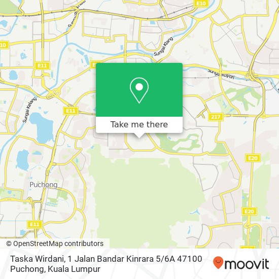 Peta Taska Wirdani, 1 Jalan Bandar Kinrara 5 / 6A 47100 Puchong