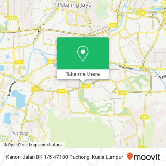 Peta Kanon, Jalan BK 1 / 5 47180 Puchong