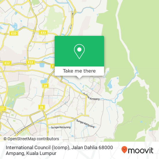 Peta International Council (Icomp), Jalan Dahlia 68000 Ampang