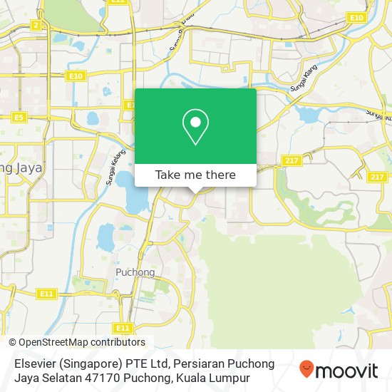 Peta Elsevier (Singapore) PTE Ltd, Persiaran Puchong Jaya Selatan 47170 Puchong