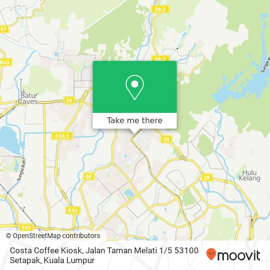 Peta Costa Coffee Kiosk, Jalan Taman Melati 1 / 5 53100 Setapak