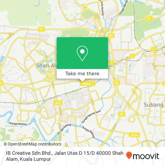 Peta IB Creative Sdn.Bhd., Jalan Utas D 15 / D 40000 Shah Alam