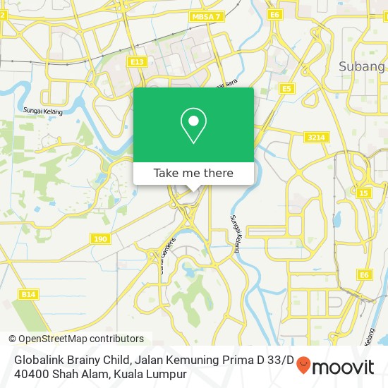 Globalink Brainy Child, Jalan Kemuning Prima D 33 / D 40400 Shah Alam map