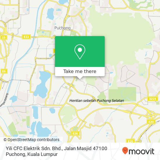 Yili CFC Elektrik Sdn. Bhd., Jalan Masjid 47100 Puchong map