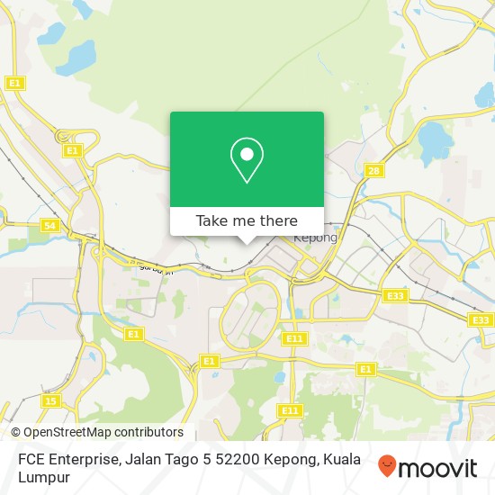 Peta FCE Enterprise, Jalan Tago 5 52200 Kepong