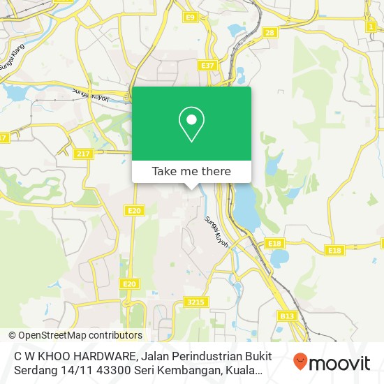 Peta C W KHOO HARDWARE, Jalan Perindustrian Bukit Serdang 14 / 11 43300 Seri Kembangan