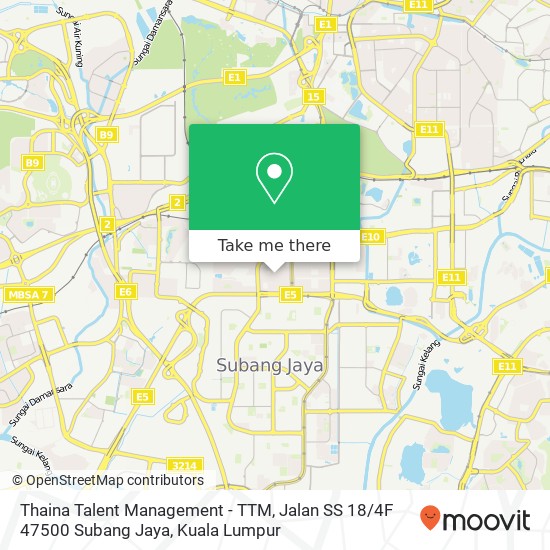 Thaina Talent Management - TTM, Jalan SS 18 / 4F 47500 Subang Jaya map