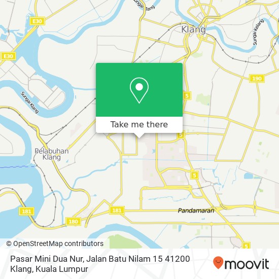 Peta Pasar Mini Dua Nur, Jalan Batu Nilam 15 41200 Klang