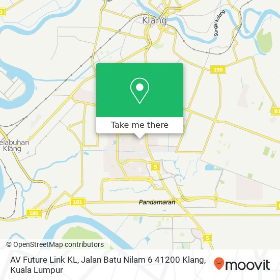 Peta AV Future Link KL, Jalan Batu Nilam 6 41200 Klang