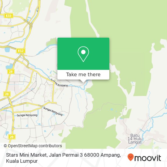 Peta Stars Mini Market, Jalan Permai 3 68000 Ampang