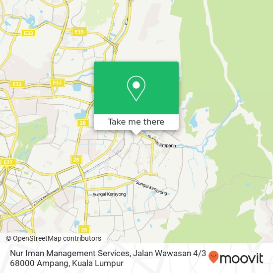 Peta Nur Iman Management Services, Jalan Wawasan 4 / 3 68000 Ampang