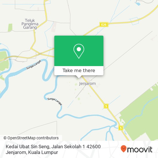 Peta Kedai Ubat Sin Seng, Jalan Sekolah 1 42600 Jenjarom