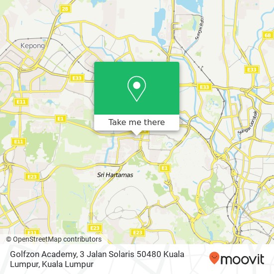 Peta Golfzon Academy, 3 Jalan Solaris 50480 Kuala Lumpur