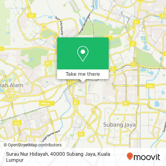 Peta Surau Nur Hidayah, 40000 Subang Jaya