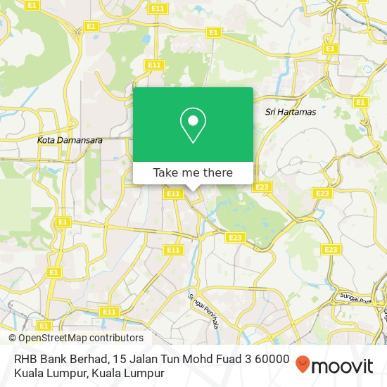 Peta RHB Bank Berhad, 15 Jalan Tun Mohd Fuad 3 60000 Kuala Lumpur