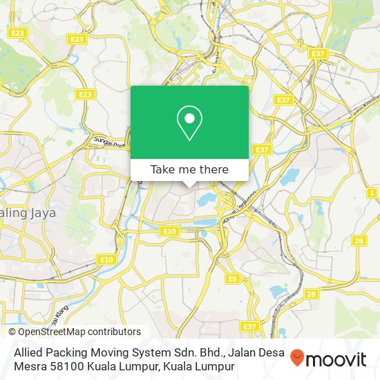 Allied Packing Moving System Sdn. Bhd., Jalan Desa Mesra 58100 Kuala Lumpur map