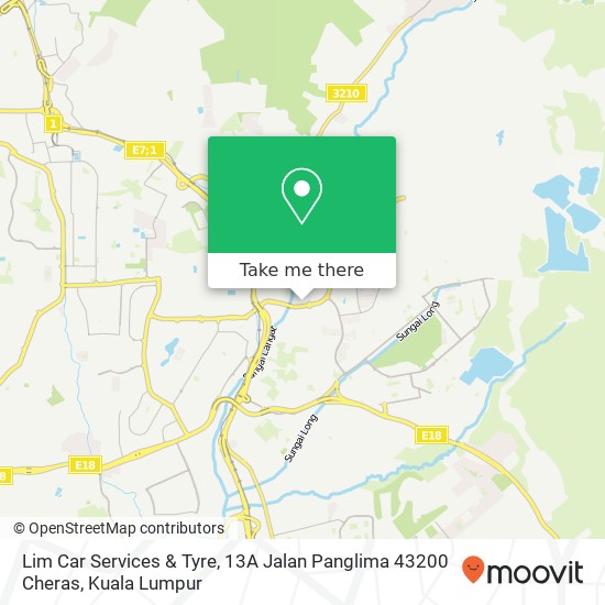 Peta Lim Car Services & Tyre, 13A Jalan Panglima 43200 Cheras