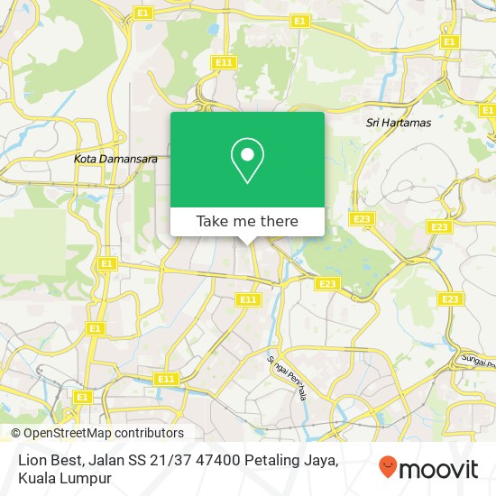 Peta Lion Best, Jalan SS 21 / 37 47400 Petaling Jaya