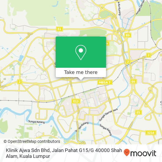 Peta Klinik Ajwa Sdn Bhd, Jalan Pahat G15 / G 40000 Shah Alam
