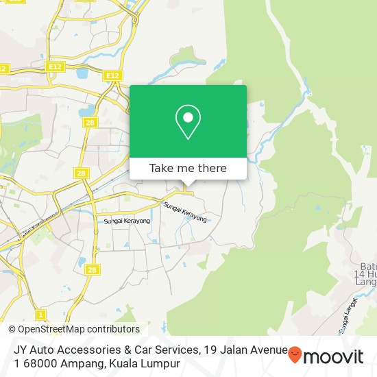 Peta JY Auto Accessories & Car Services, 19 Jalan Avenue 1 68000 Ampang