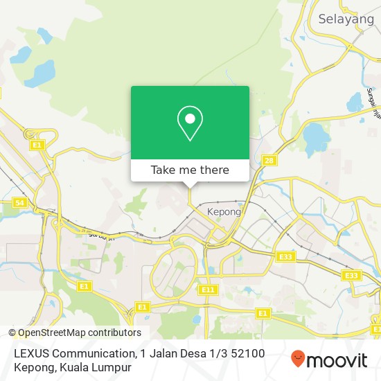 Peta LEXUS Communication, 1 Jalan Desa 1 / 3 52100 Kepong