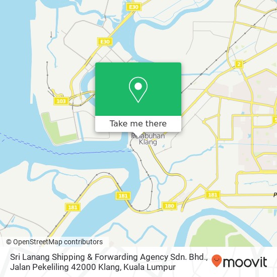 Peta Sri Lanang Shipping & Forwarding Agency Sdn. Bhd., Jalan Pekeliling 42000 Klang