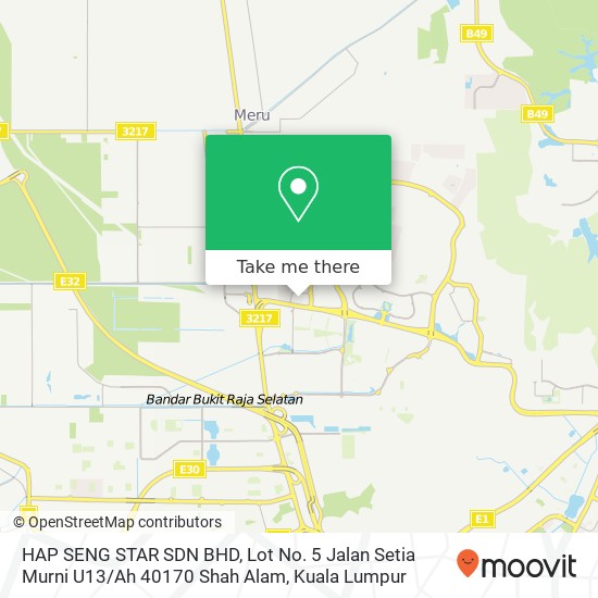 HAP SENG STAR SDN BHD, Lot No. 5 Jalan Setia Murni U13 / Ah 40170 Shah Alam map