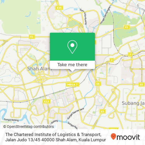 The Chartered Institute of Logistics & Transport, Jalan Judo 13 / 45 40000 Shah Alam map