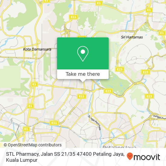 Peta STL Pharmacy, Jalan SS 21 / 35 47400 Petaling Jaya