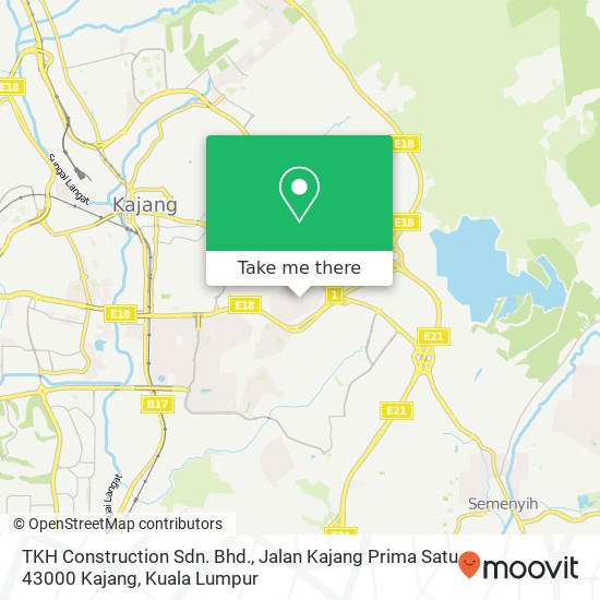 Peta TKH Construction Sdn. Bhd., Jalan Kajang Prima Satu 43000 Kajang