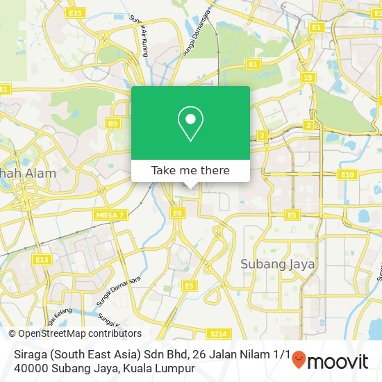 Siraga (South East Asia) Sdn Bhd, 26 Jalan Nilam 1 / 1 40000 Subang Jaya map