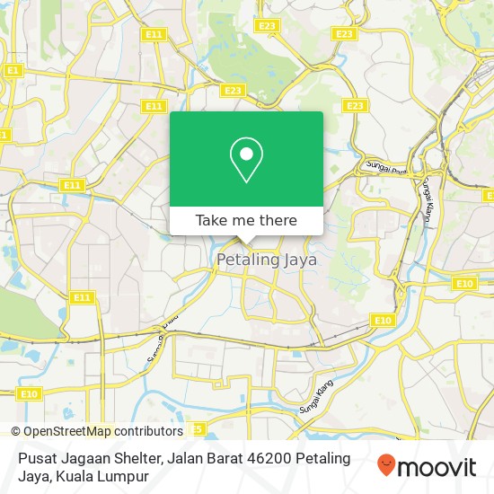 Peta Pusat Jagaan Shelter, Jalan Barat 46200 Petaling Jaya