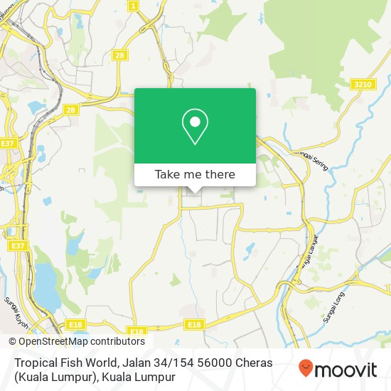 Peta Tropical Fish World, Jalan 34 / 154 56000 Cheras (Kuala Lumpur)
