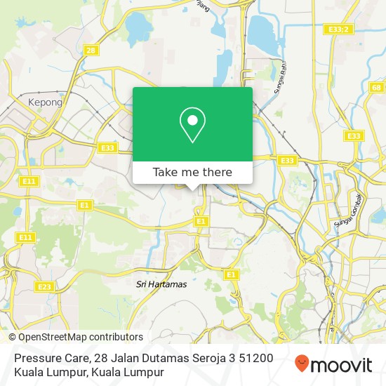 Peta Pressure Care, 28 Jalan Dutamas Seroja 3 51200 Kuala Lumpur