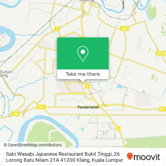 Peta Sabi Wasabi Japanese Restaurant Bukit Tinggi, 26 Lorong Batu Nilam 21A 41200 Klang