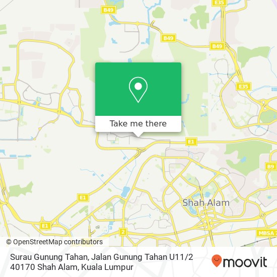 Peta Surau Gunung Tahan, Jalan Gunung Tahan U11 / 2 40170 Shah Alam