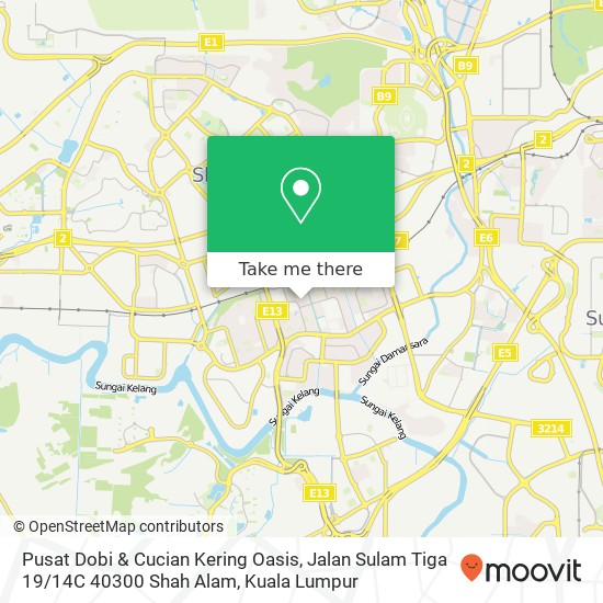 Peta Pusat Dobi & Cucian Kering Oasis, Jalan Sulam Tiga 19 / 14C 40300 Shah Alam