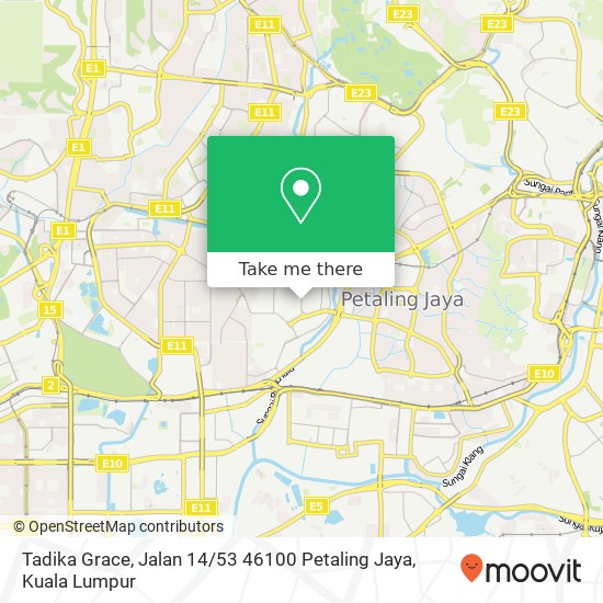 Peta Tadika Grace, Jalan 14 / 53 46100 Petaling Jaya
