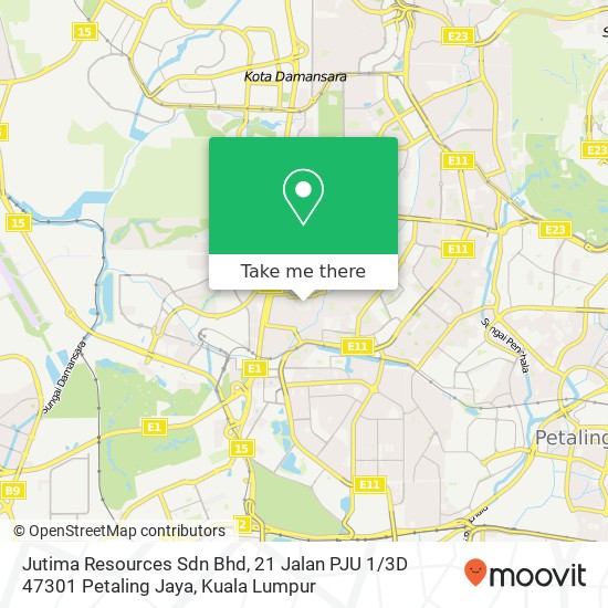 Jutima Resources Sdn Bhd, 21 Jalan PJU 1 / 3D 47301 Petaling Jaya map