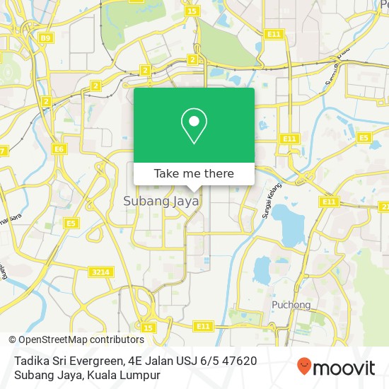 Peta Tadika Sri Evergreen, 4E Jalan USJ 6 / 5 47620 Subang Jaya