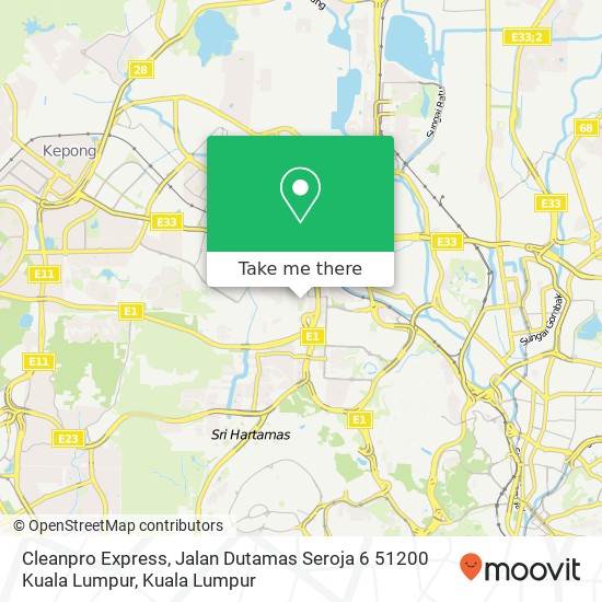 Peta Cleanpro Express, Jalan Dutamas Seroja 6 51200 Kuala Lumpur