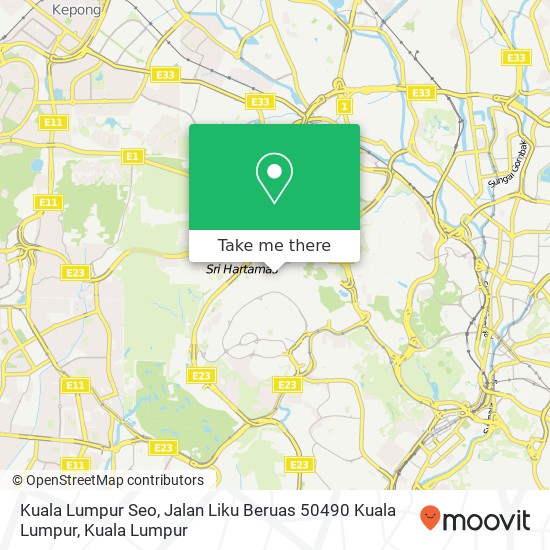 Kuala Lumpur Seo, Jalan Liku Beruas 50490 Kuala Lumpur map