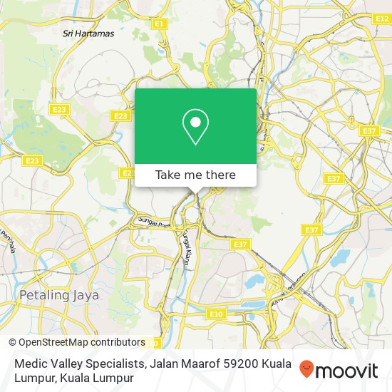 Peta Medic Valley Specialists, Jalan Maarof 59200 Kuala Lumpur