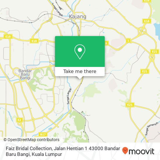 Peta Faiz Bridal Collection, Jalan Hentian 1 43000 Bandar Baru Bangi